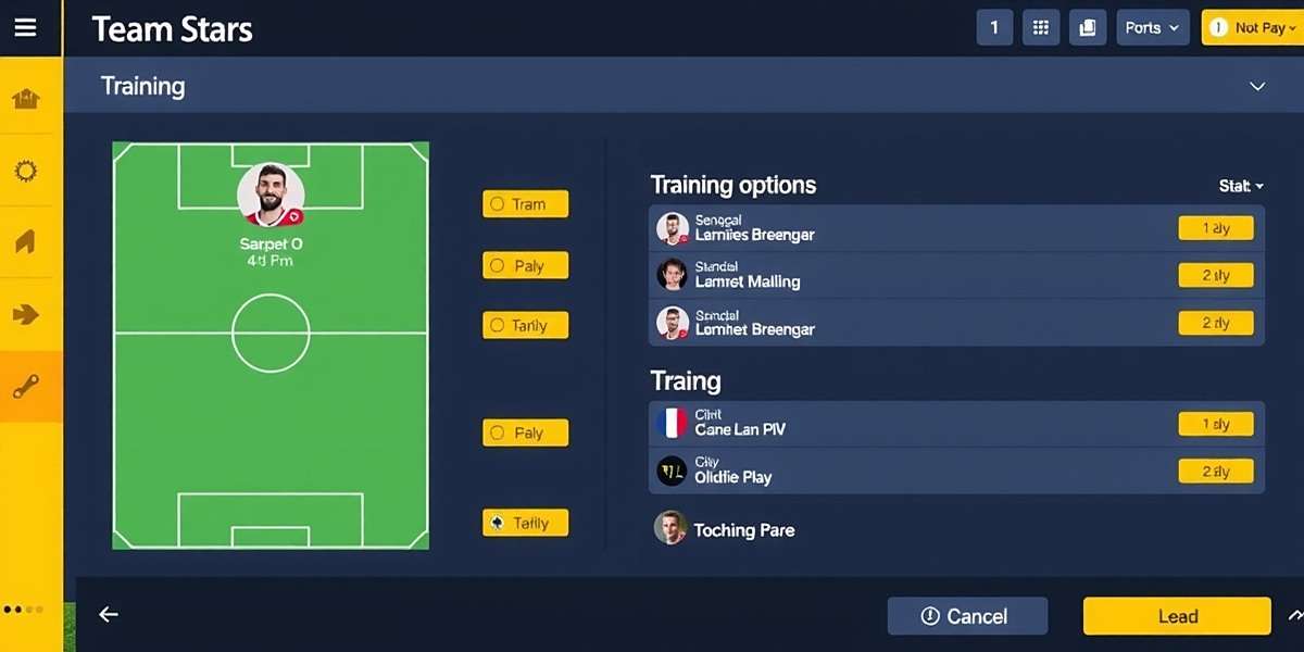 City Football Stars Team Management City Football Stars team management screen showing player stats and training options
